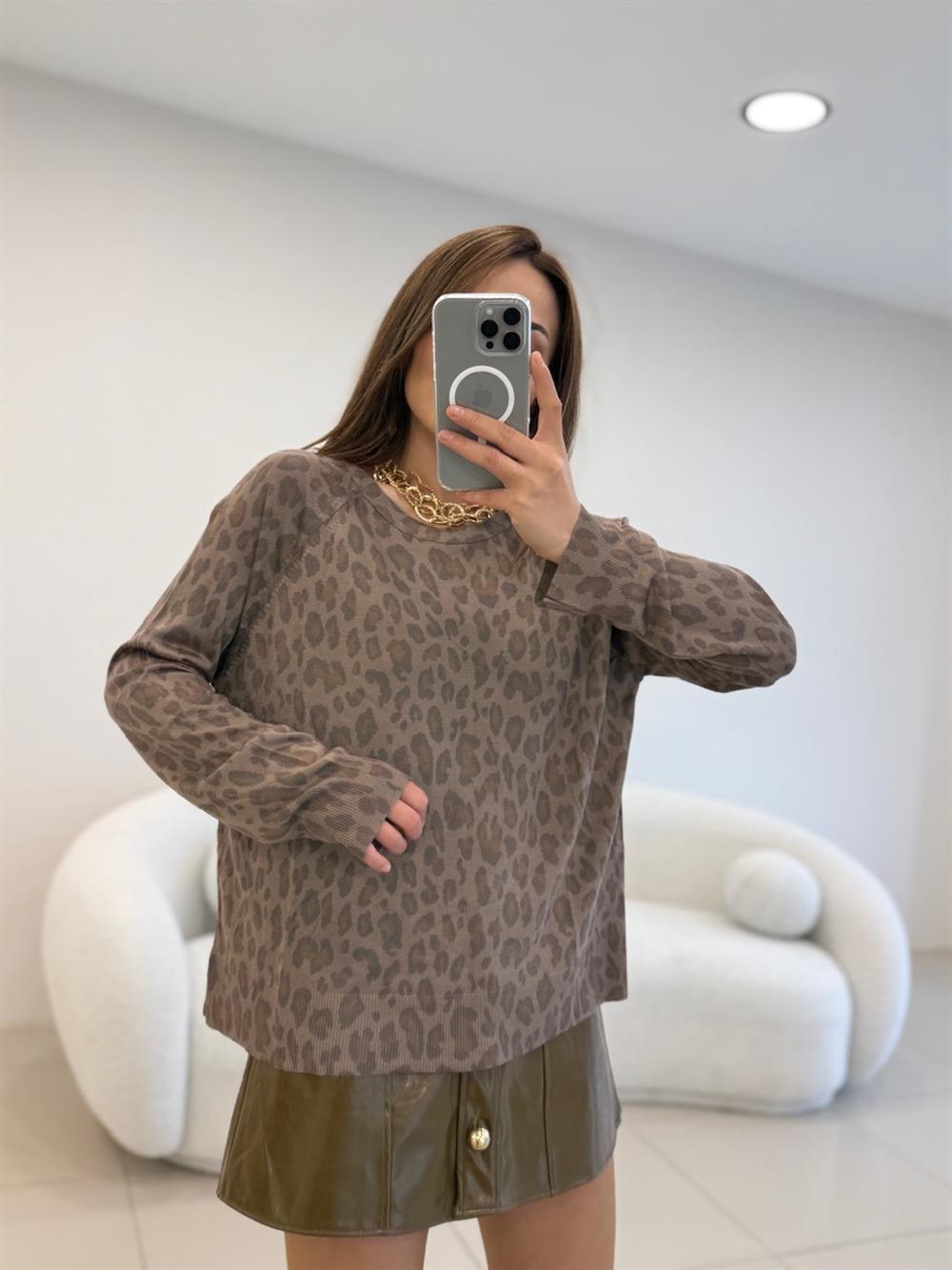 LEOPAR DESENLİ İNCE TRİKO