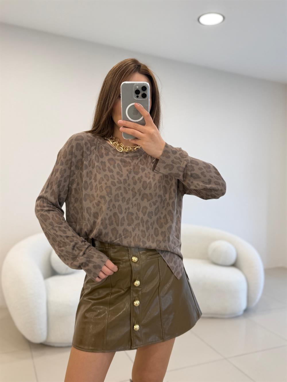 LEOPAR DESENLİ İNCE TRİKO