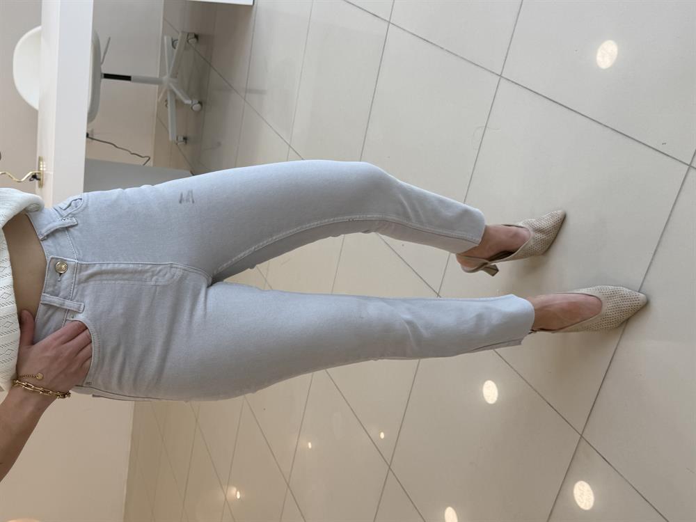 GRİ Likralı Mom Jean