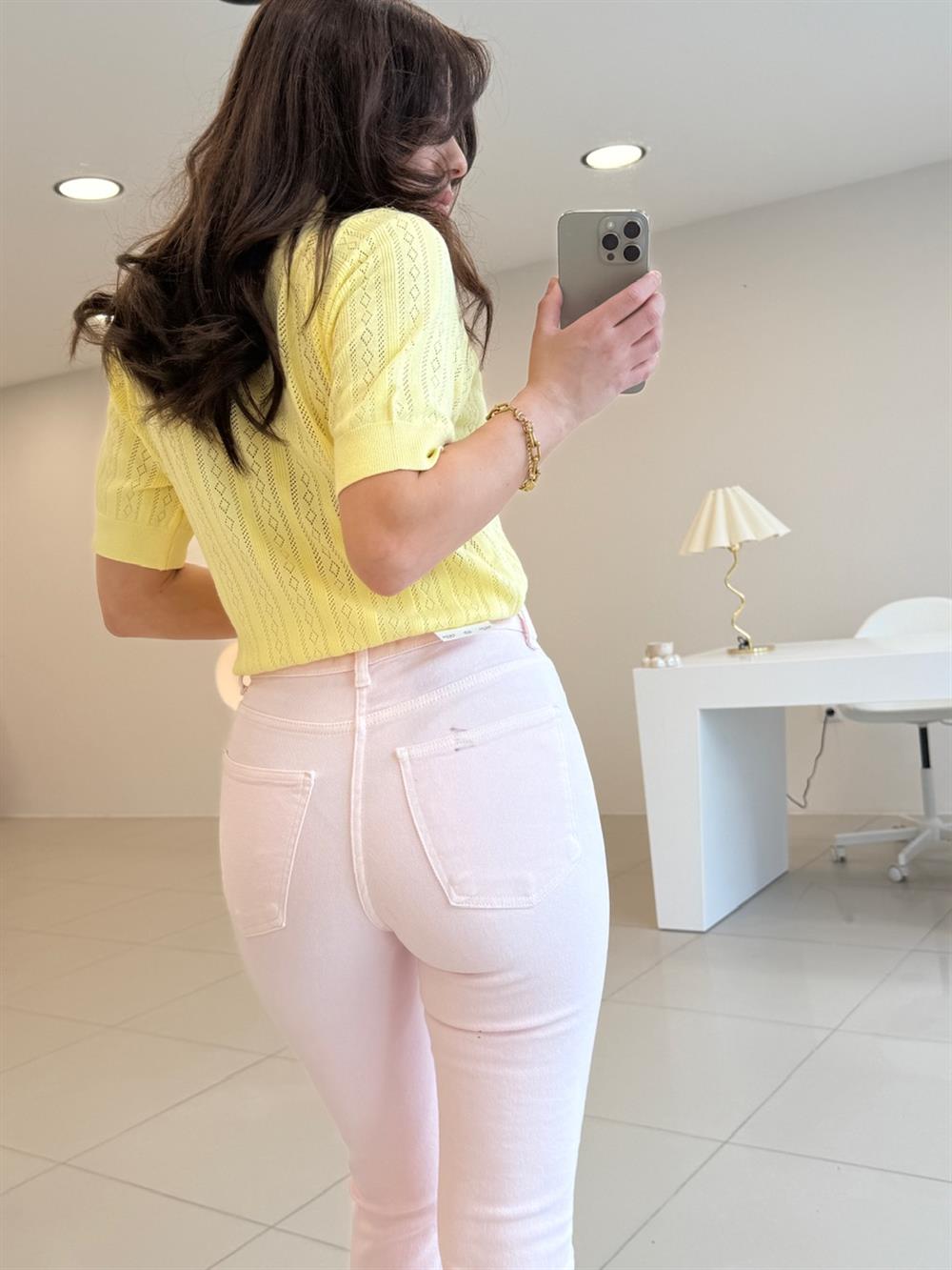 PEMBE Likralı Mom Jean