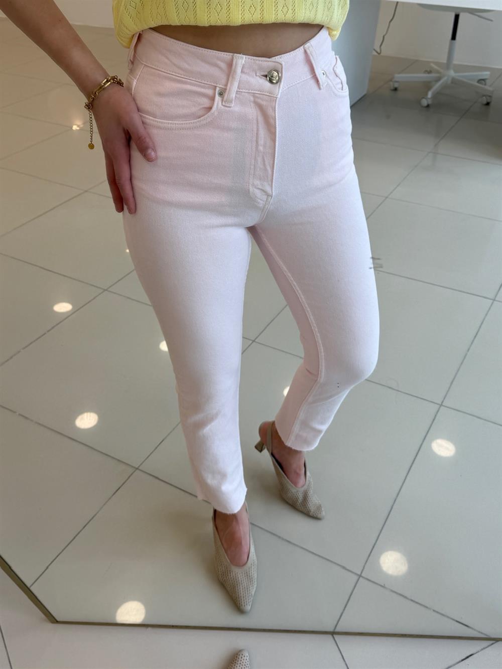 PEMBE Likralı Mom Jean