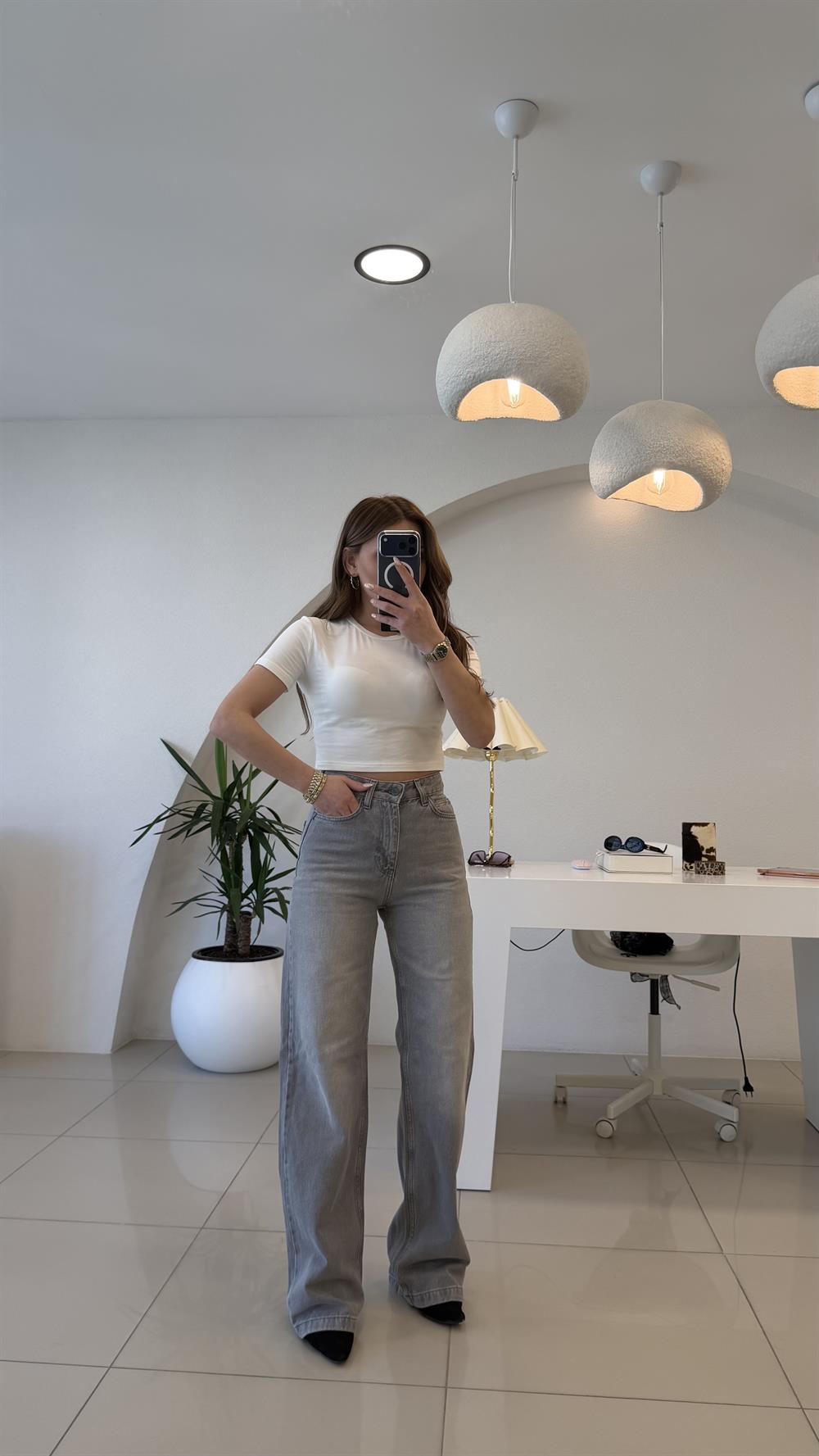 LİKRASIZ GRİ BOL PAÇA JEAN