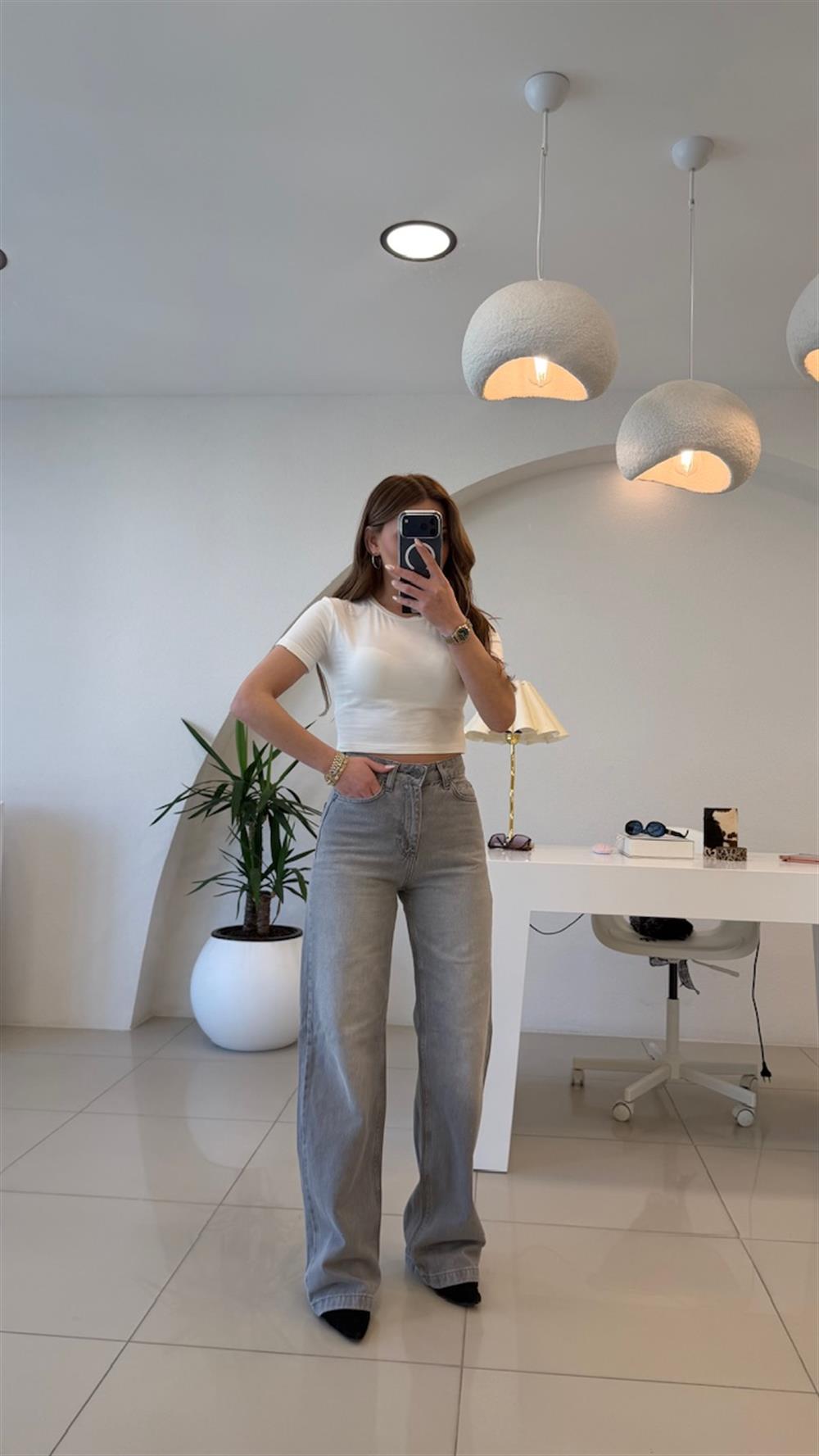 LİKRASIZ GRİ BOL PAÇA JEAN