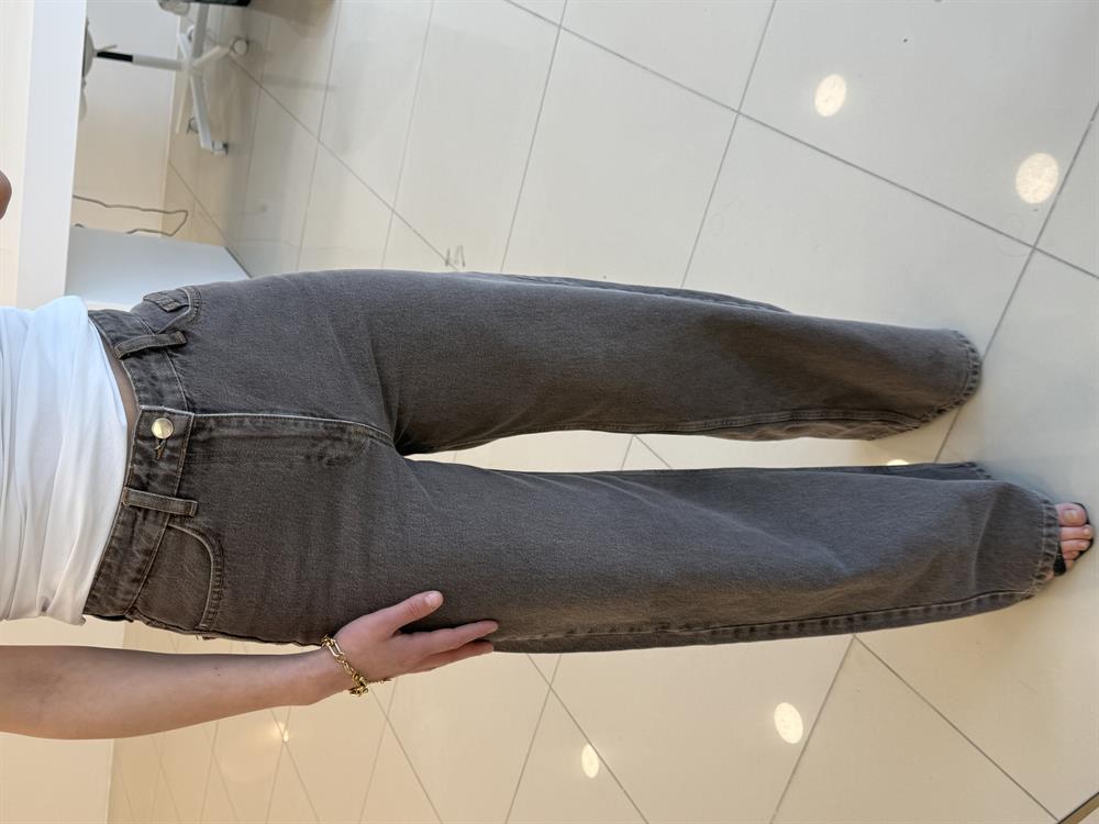 LİKRASIZ YÜKSEK BEL ESKİTME DENİM PANTOLON