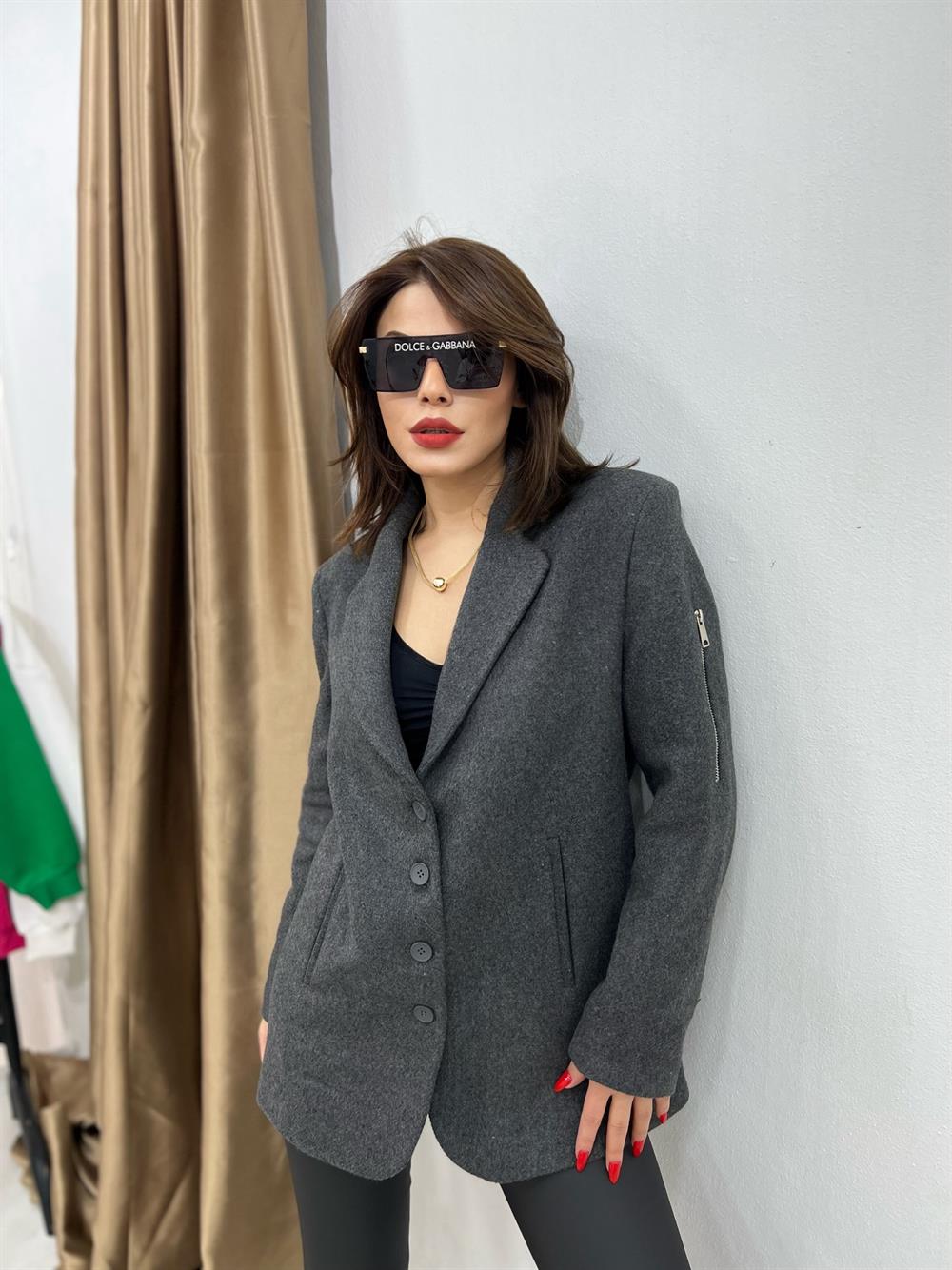 Tasarim Kaşe Ceket Antrasi̇t