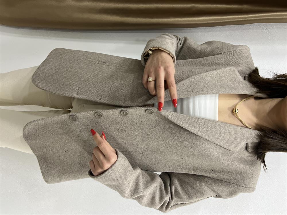 Tasarim Kaşe Ceket Bej Renk