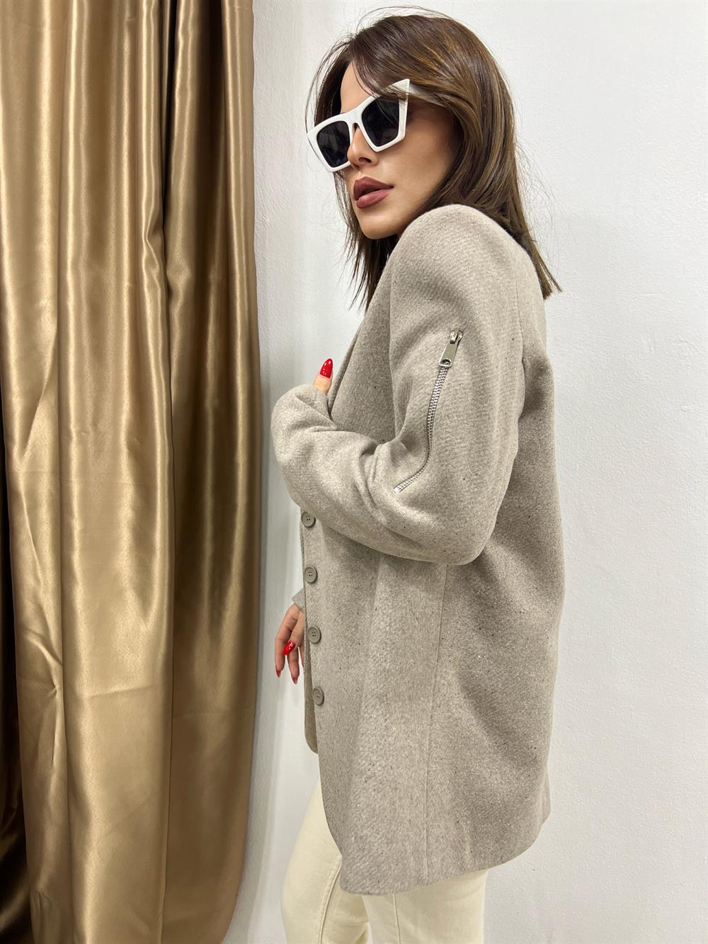 Tasarim Kaşe Ceket Bej Renk