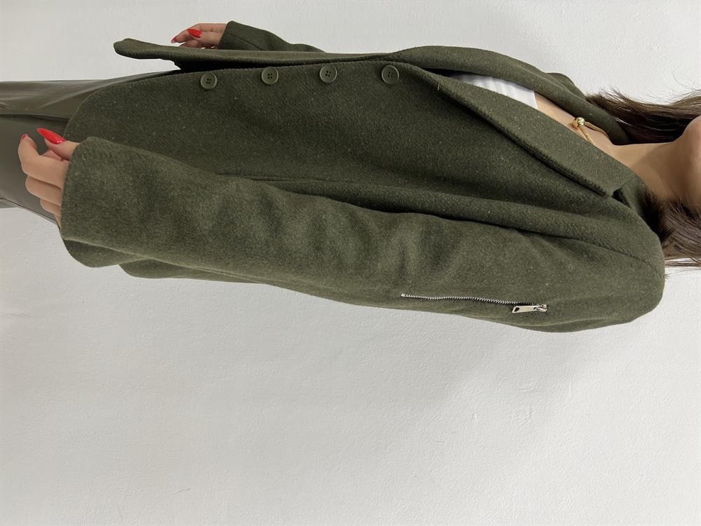 Tasarim Kaşe Ceket Haki̇ Yeşi̇l