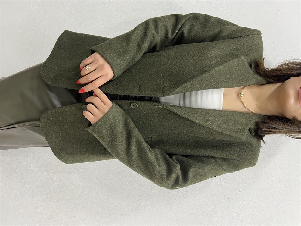 Tasarim Kaşe Ceket Haki̇ Yeşi̇l