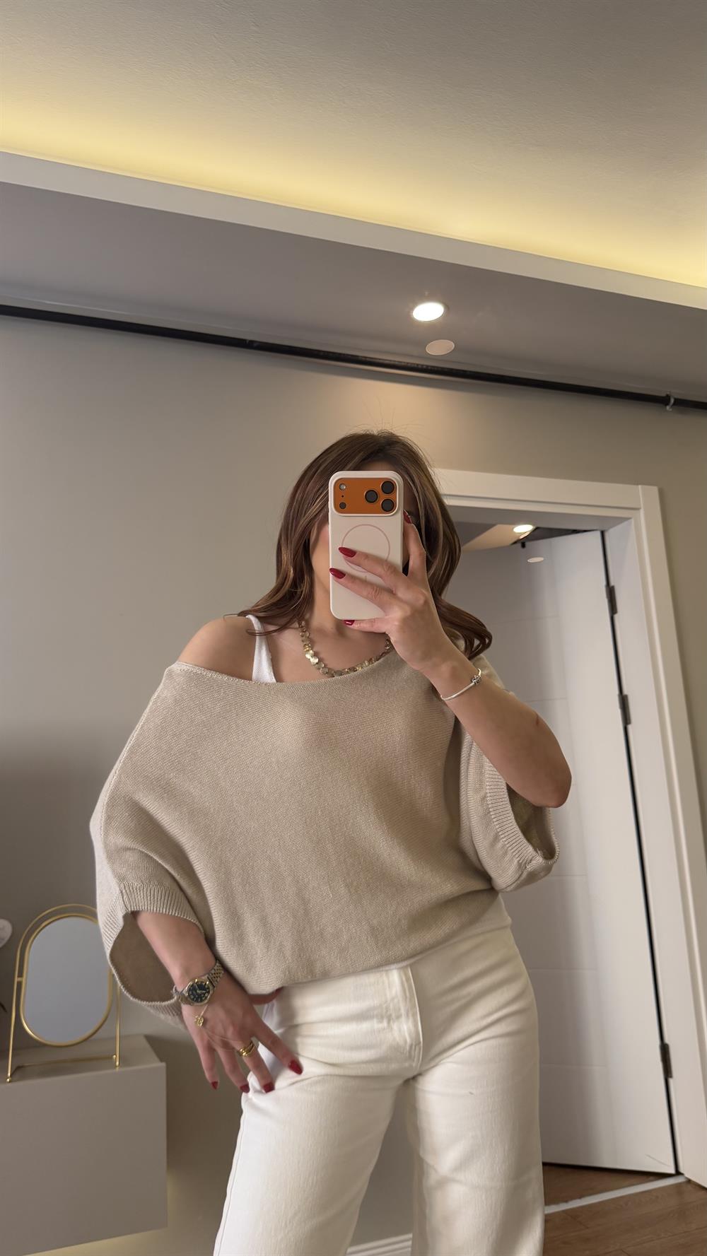 Mevsiimlik Atletli Merserize Bluz Taş