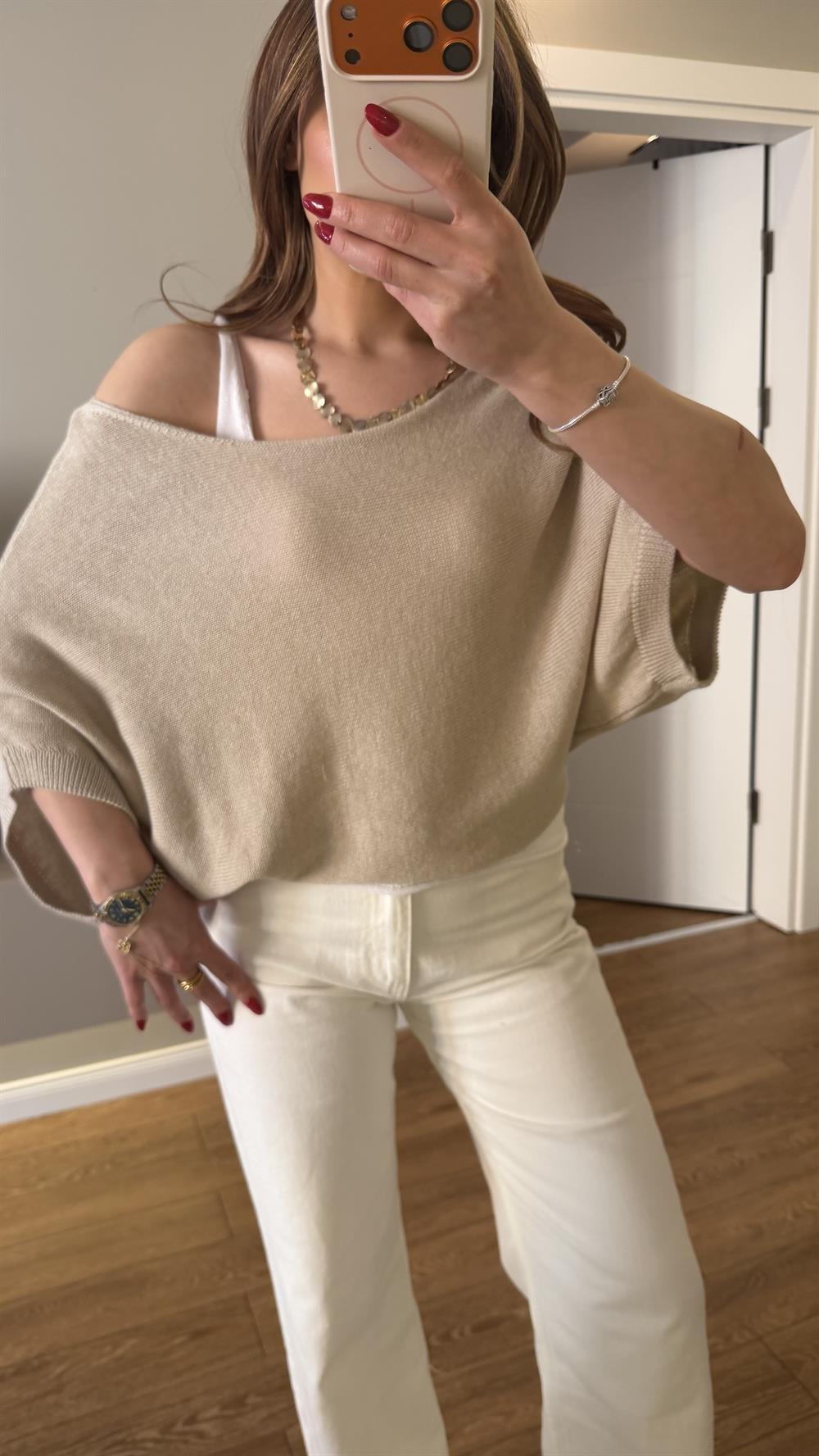 Mevsiimlik Atletli Merserize Bluz Taş