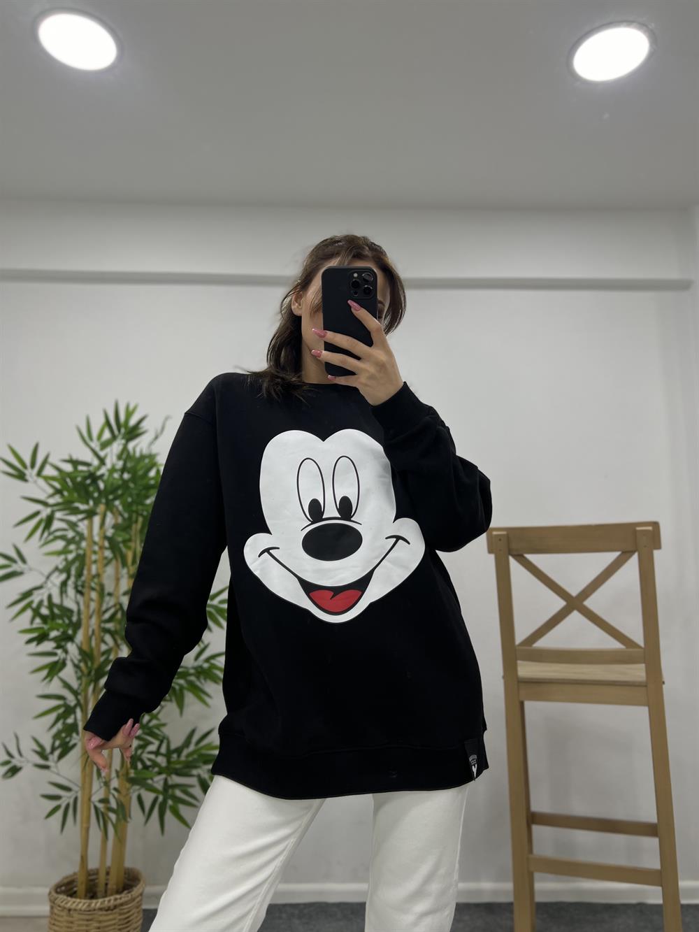 Mi̇ki̇ Mouse Si̇yah Şardonlu Sweat