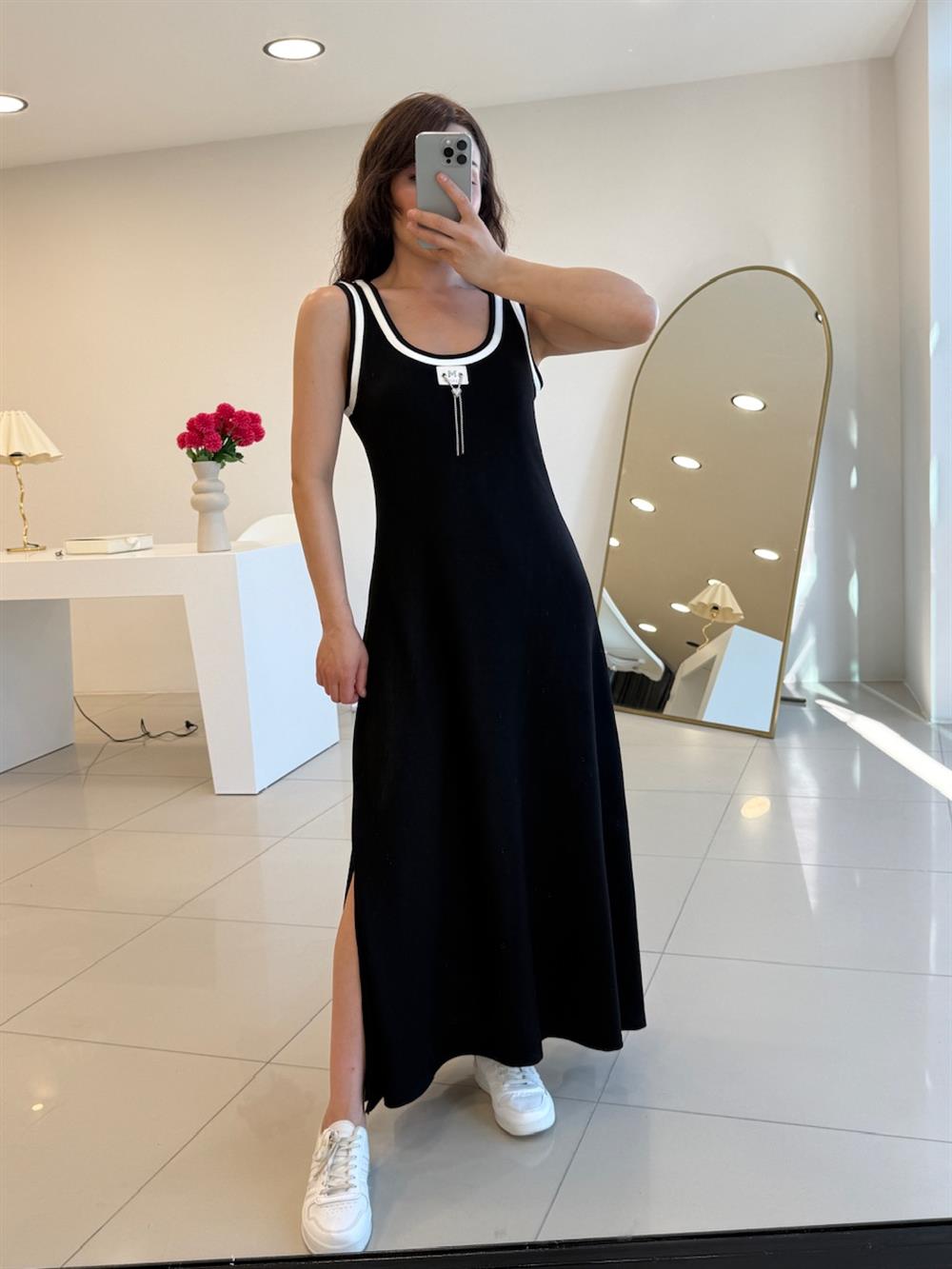 MODAL KUMAŞ BİYELİ ELBİSE  