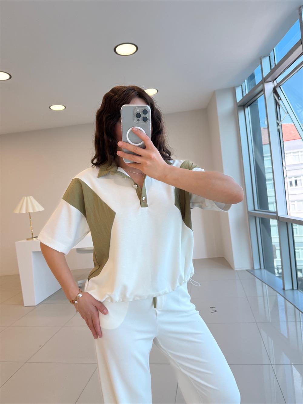 MODAL KUMAŞ İKİLİ TASARIM TAKIM BEYAZ