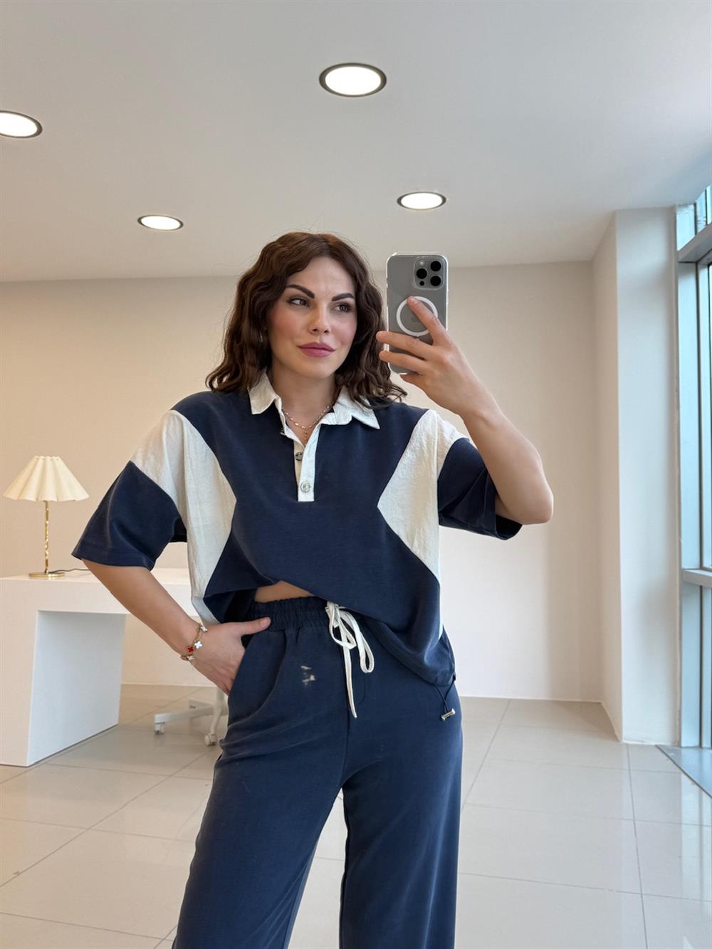 MODAL KUMAŞ İKİLİ TASARIM TAKIM LACİVERT
