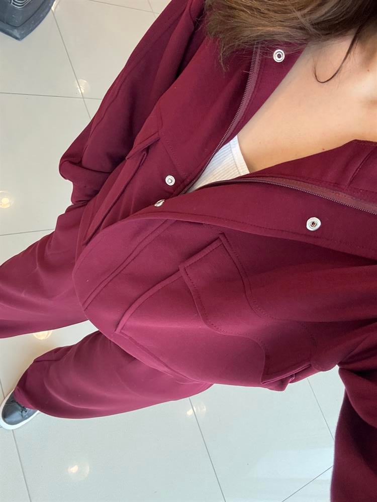 Fermuarlı Eşofman Takimi Bordo