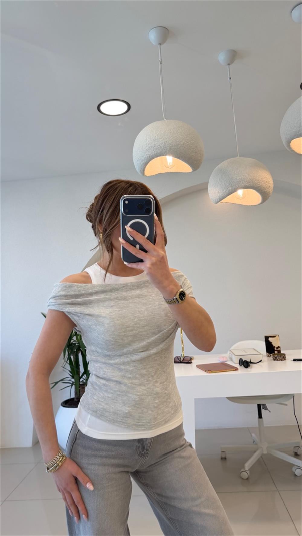 OMZU DRAPELİ ATLET DETAYLI BLUZ