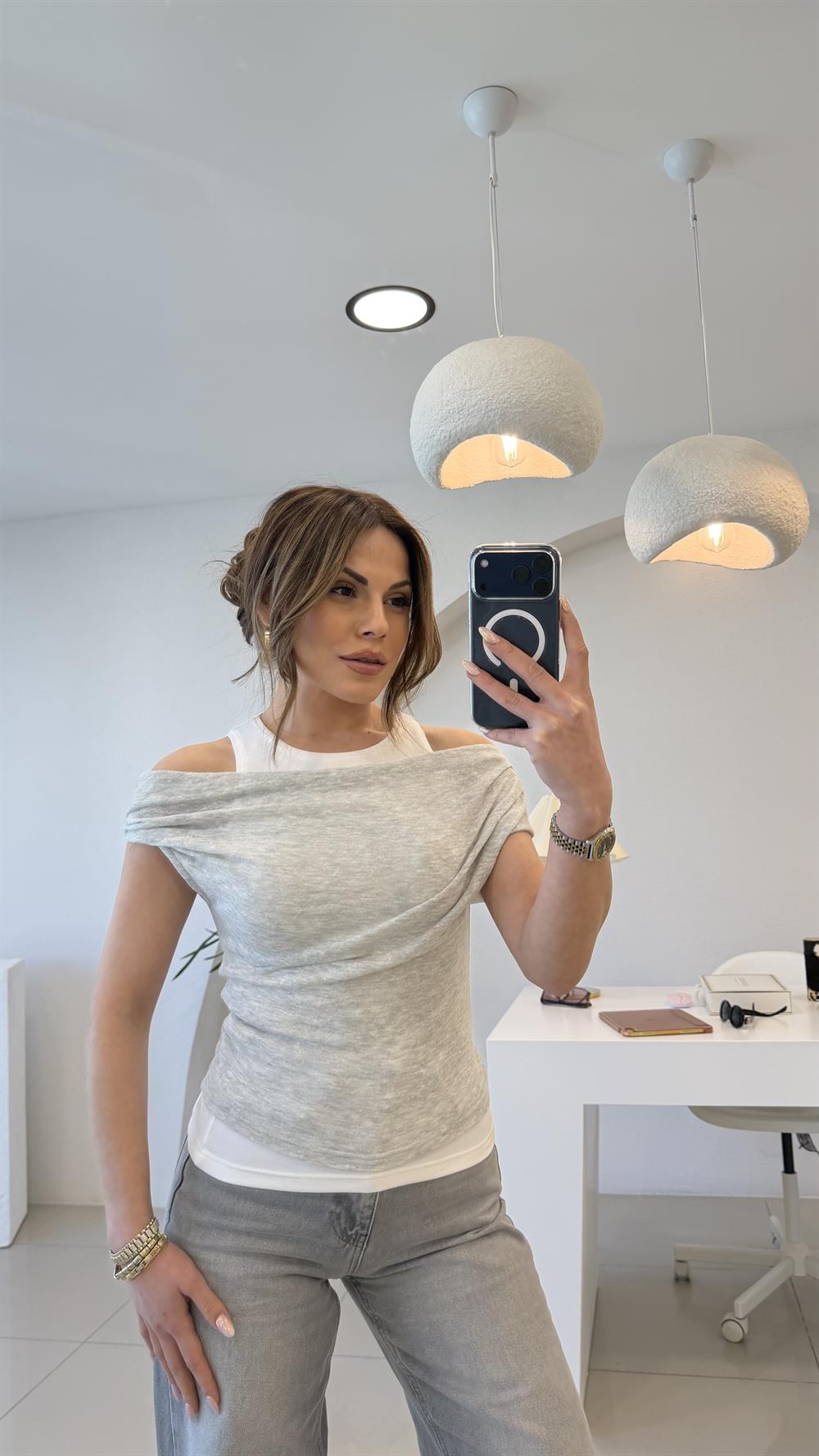 OMZU DRAPELİ ATLET DETAYLI BLUZ