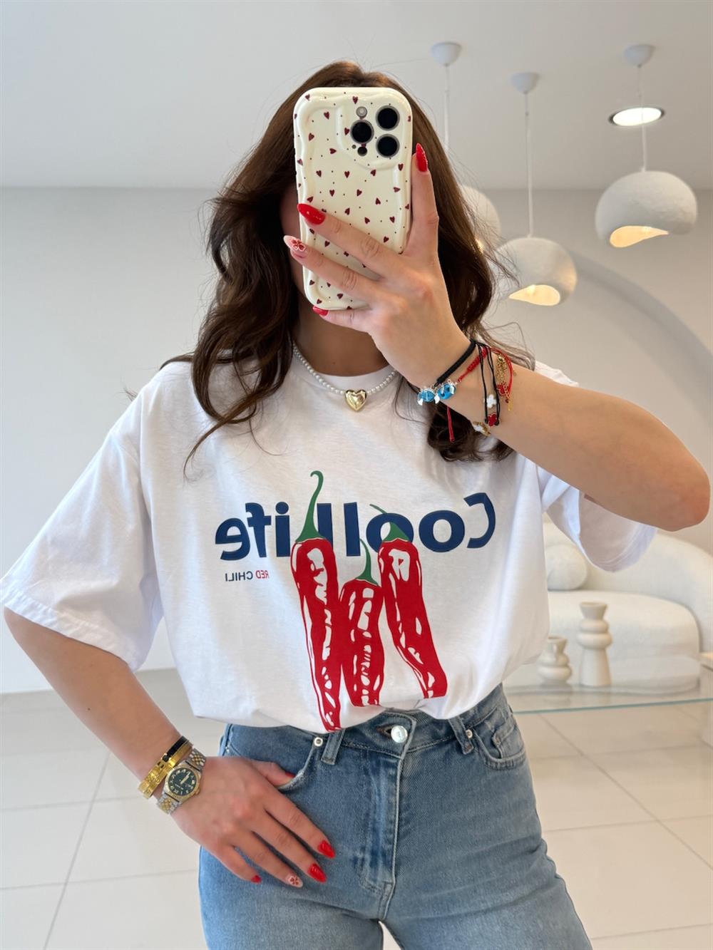 ÖNÜ BASKILI TSHIRT ( COOLLİFE )