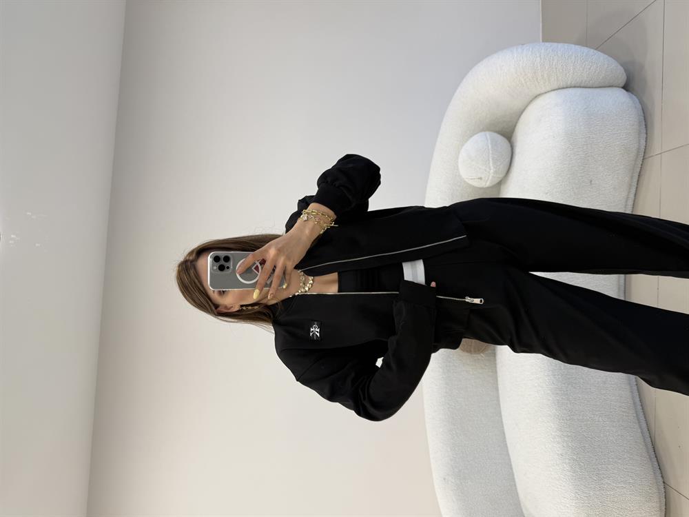 ÖNÜ FERMUARLI BOMBER CEKET SİYAH