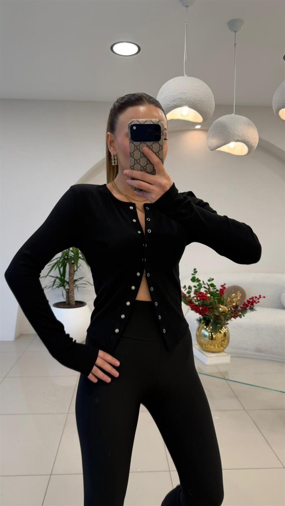 ÖNÜ FULL ÇITLI BADY SİYAH
