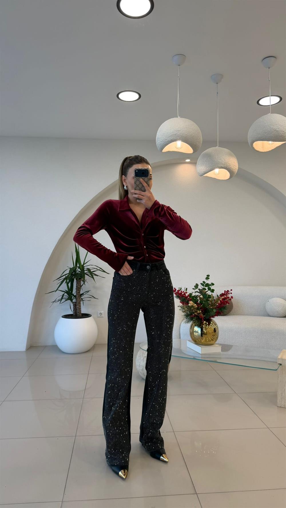 ÖNÜ FULL TAŞLI JEAN PANTOLON