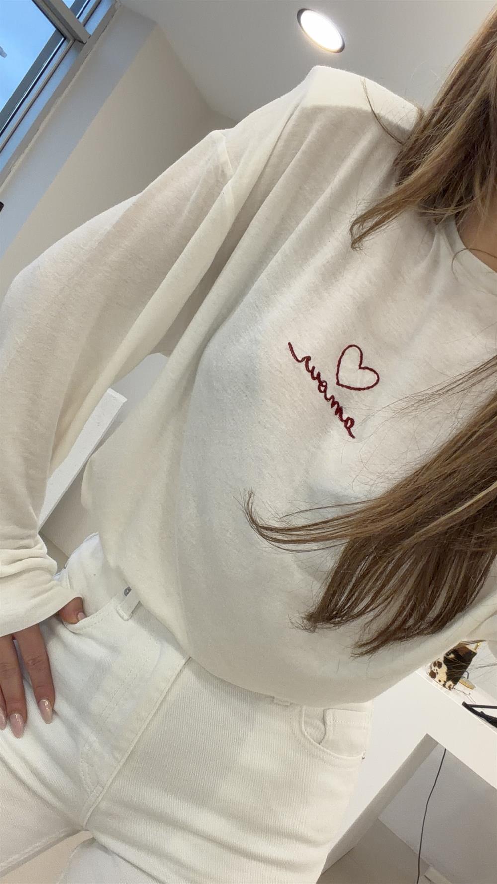 ÖNÜ YAZILI PAMUK BASİC EKRU