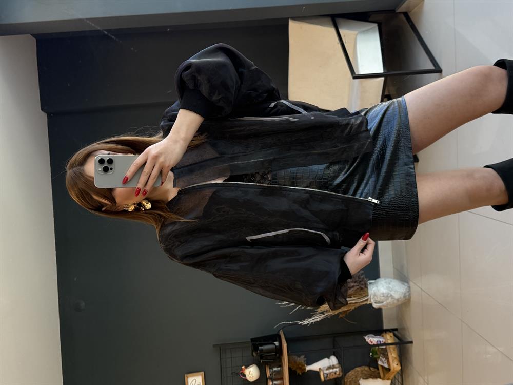 Organze Bomber Tül Ceket