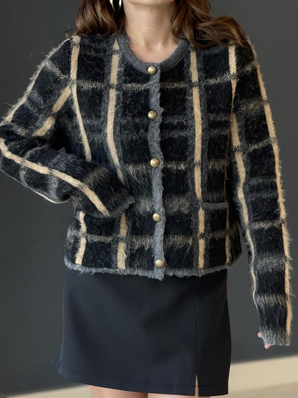 Orji̇nal Mark Etni̇k Desen Yumoş Hirka Si̇yah