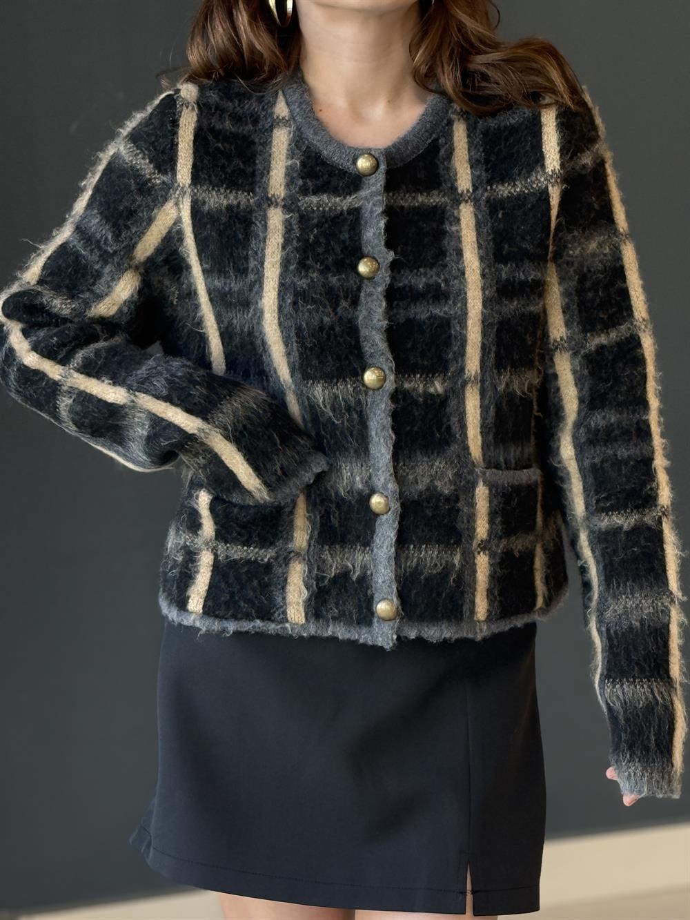 Orji̇nal Mark Etni̇k Desen Yumoş Hirka Si̇yah