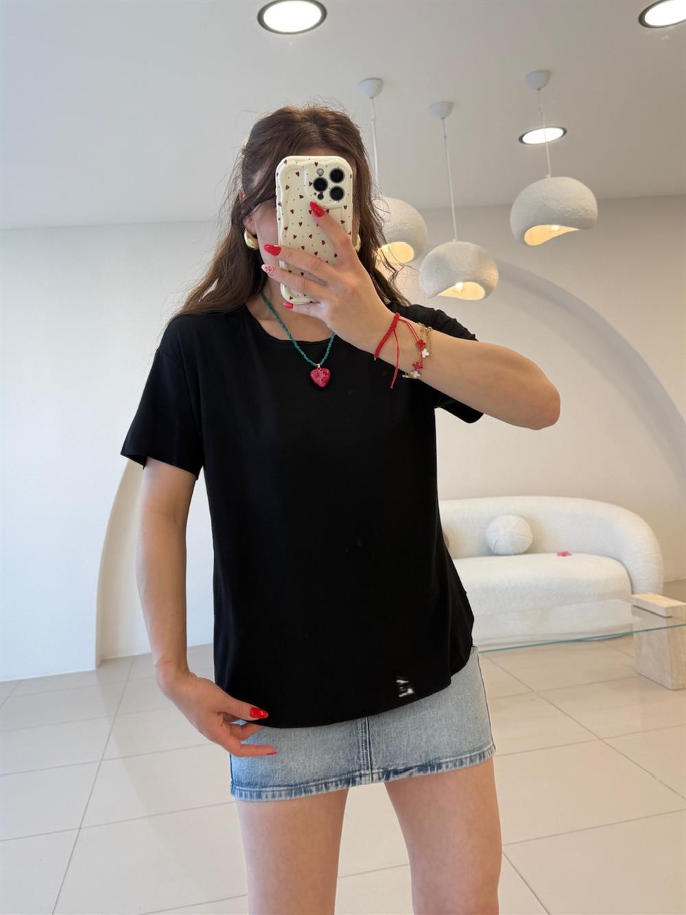 BİSİKLET YAKA TSHIRT SİYAH