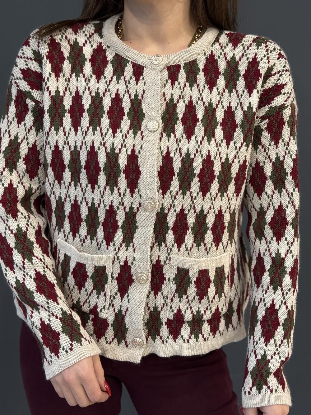 Bordo Baklava Desnli̇ Hirka