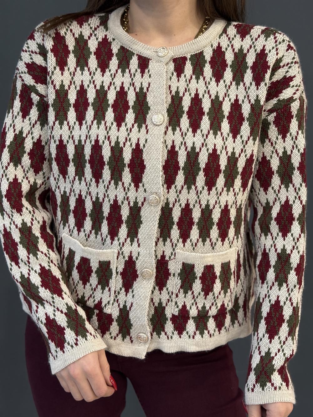 Bordo Baklava Desnli̇ Hirka