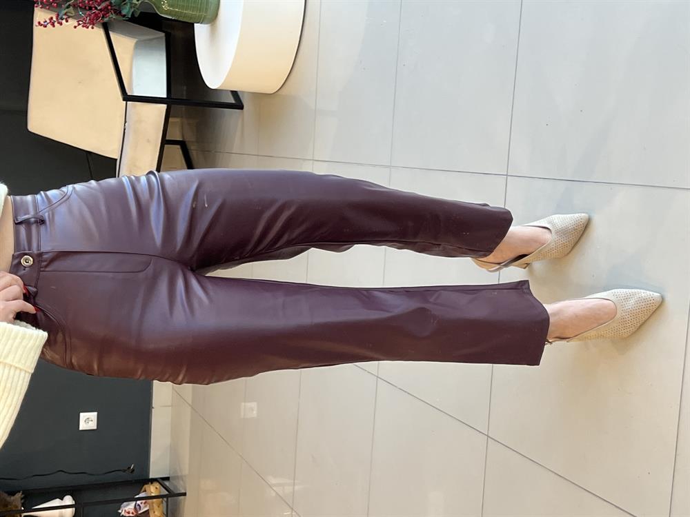 Deri̇ Pantolon Bordo