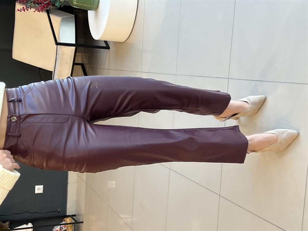 Deri̇ Pantolon Bordo