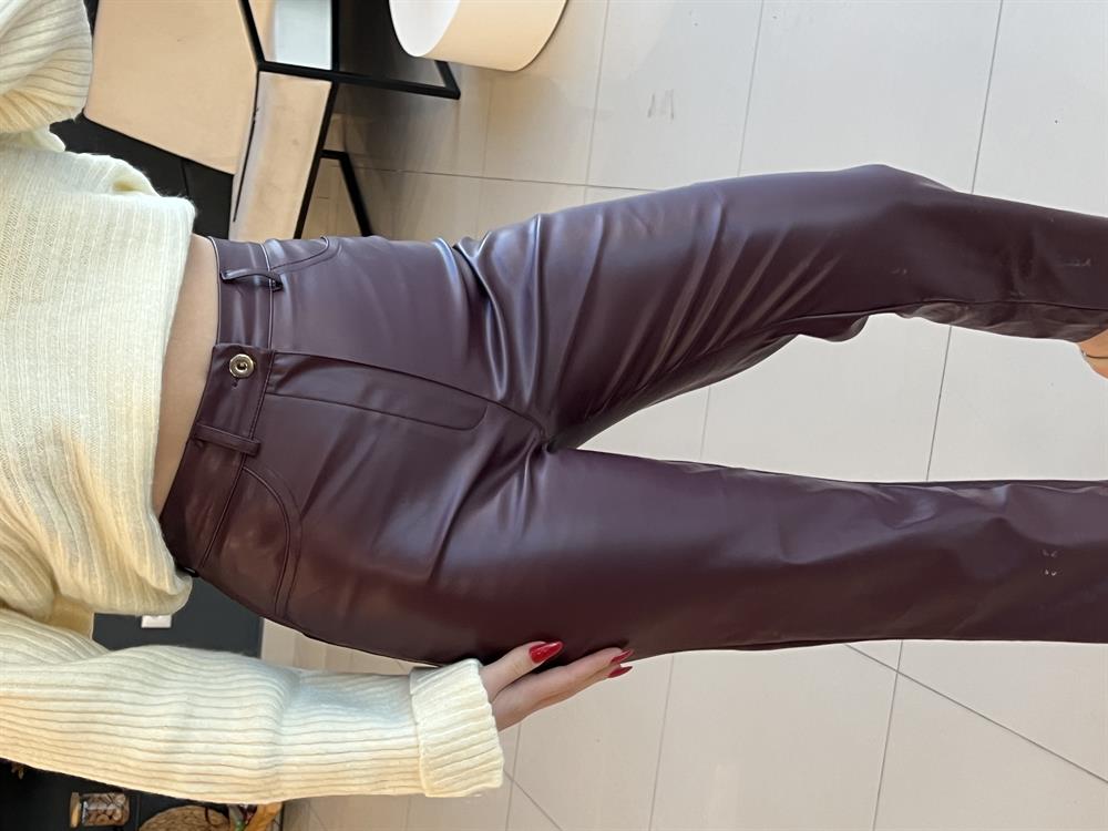 Deri̇ Pantolon Bordo