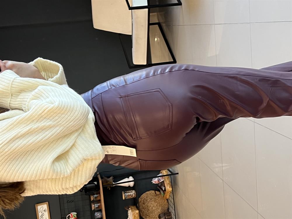 Deri̇ Pantolon Bordo