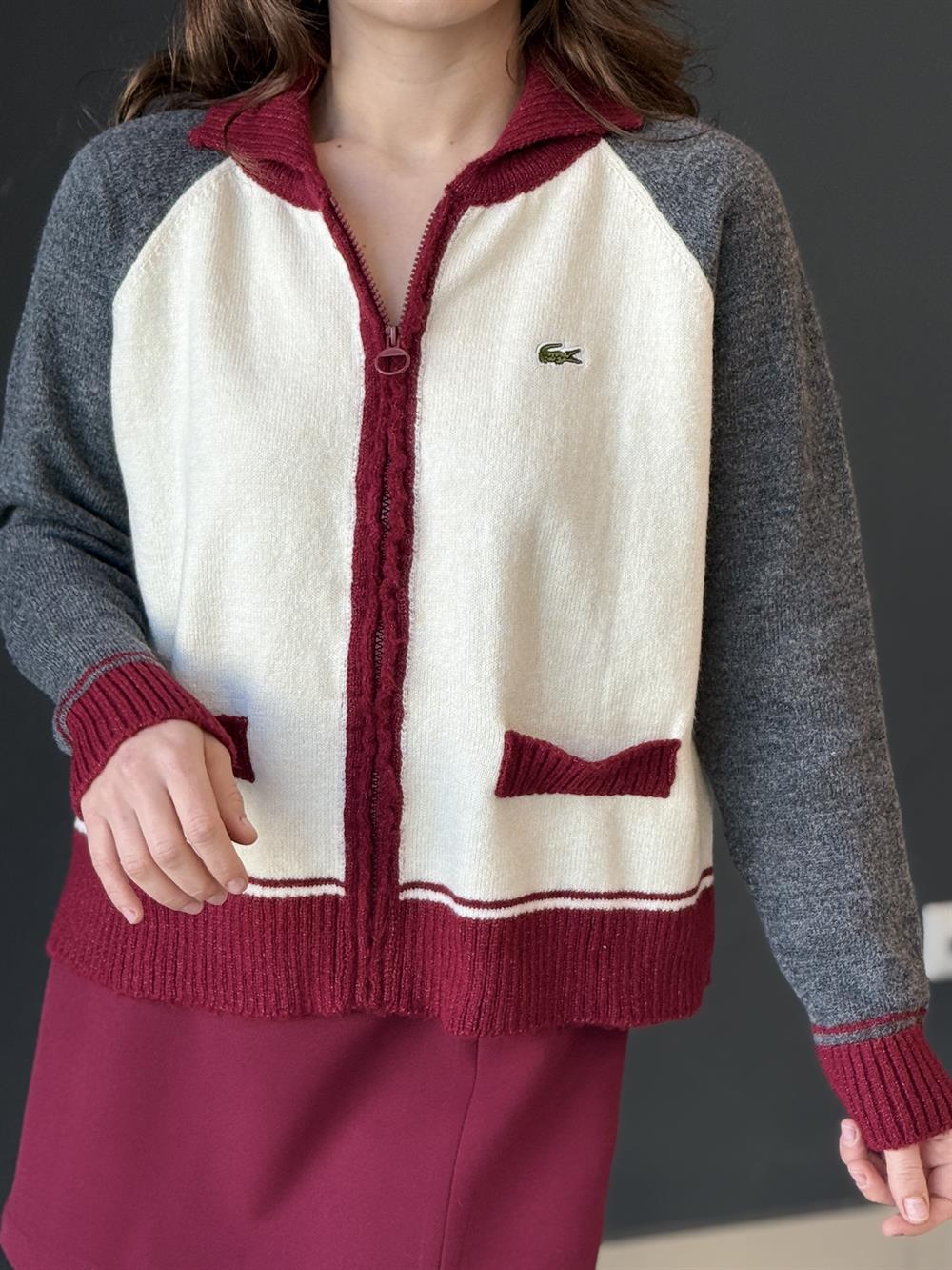 Fermuarlı Hirka Bordo