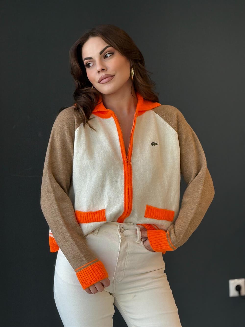 Fermuarlı Hirka Turuncu