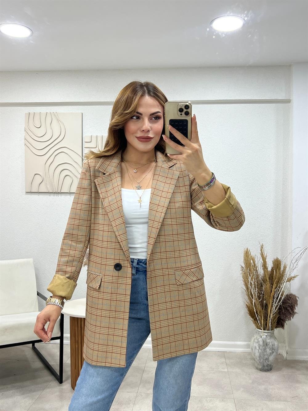 Renkli̇ Çi̇zgi̇li̇ Blazer Ceket