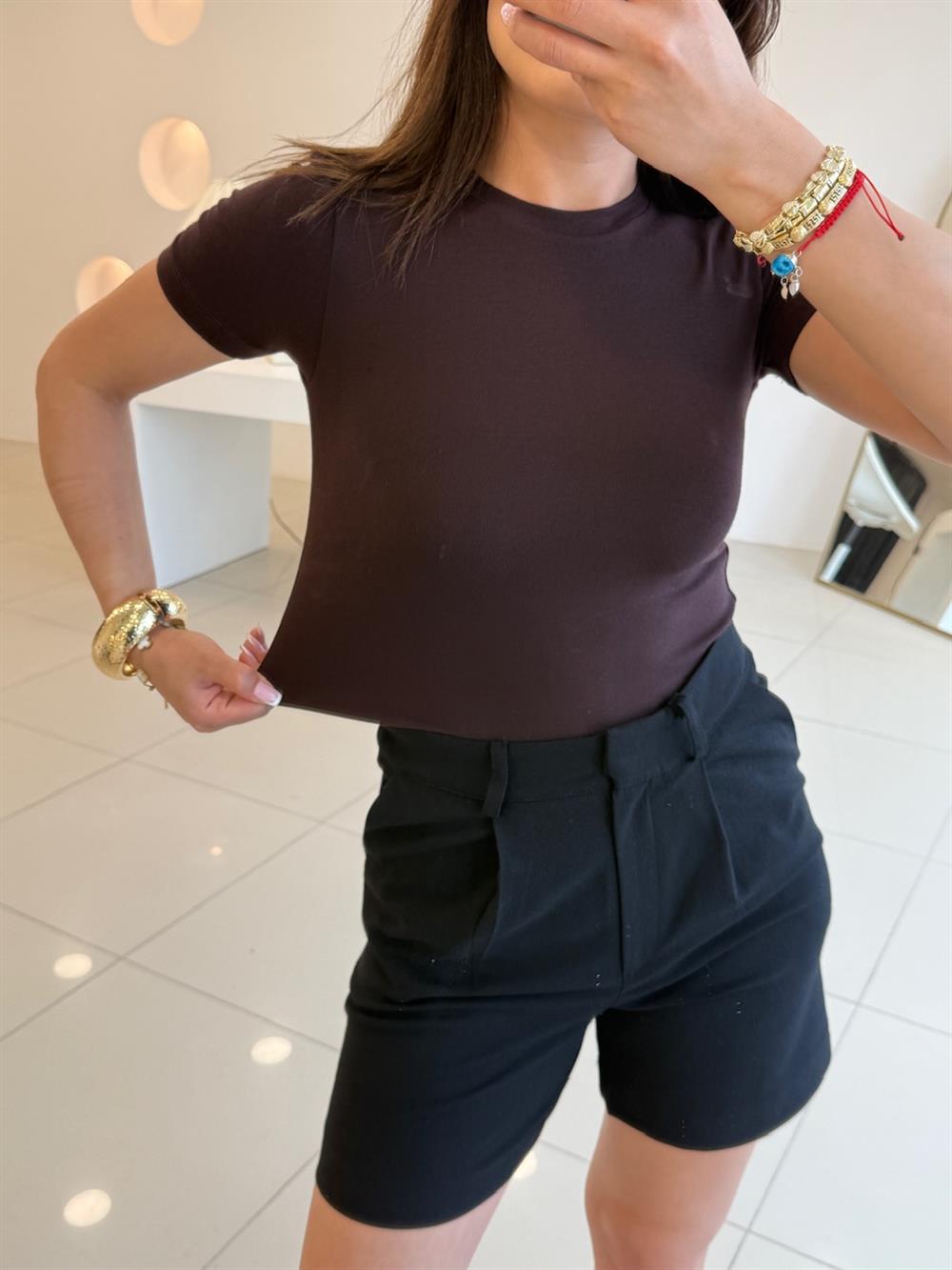SLIM FIT TSHIRT KAHVE