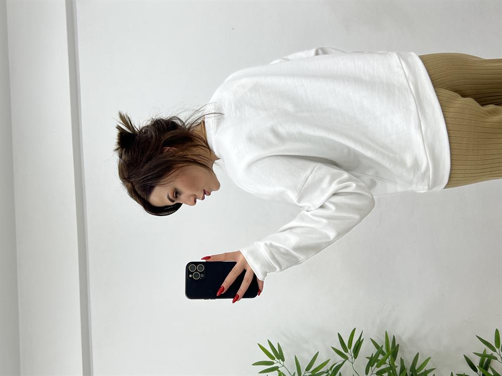 Taşli Sweat Beyaz