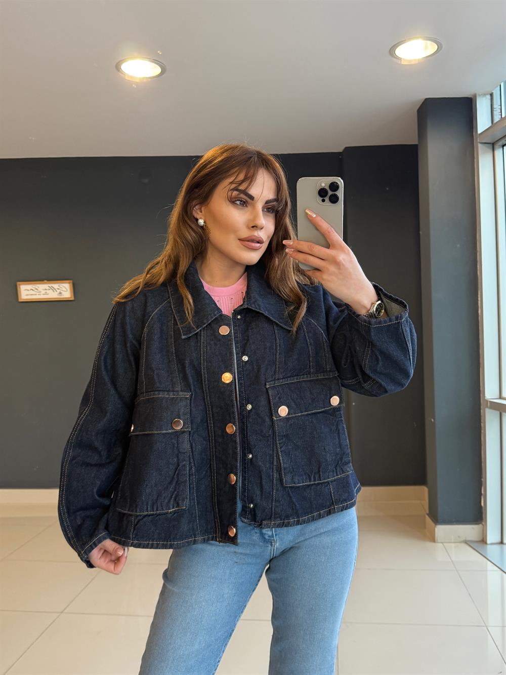 Oversi̇ze Deni̇m Ceket Laci̇