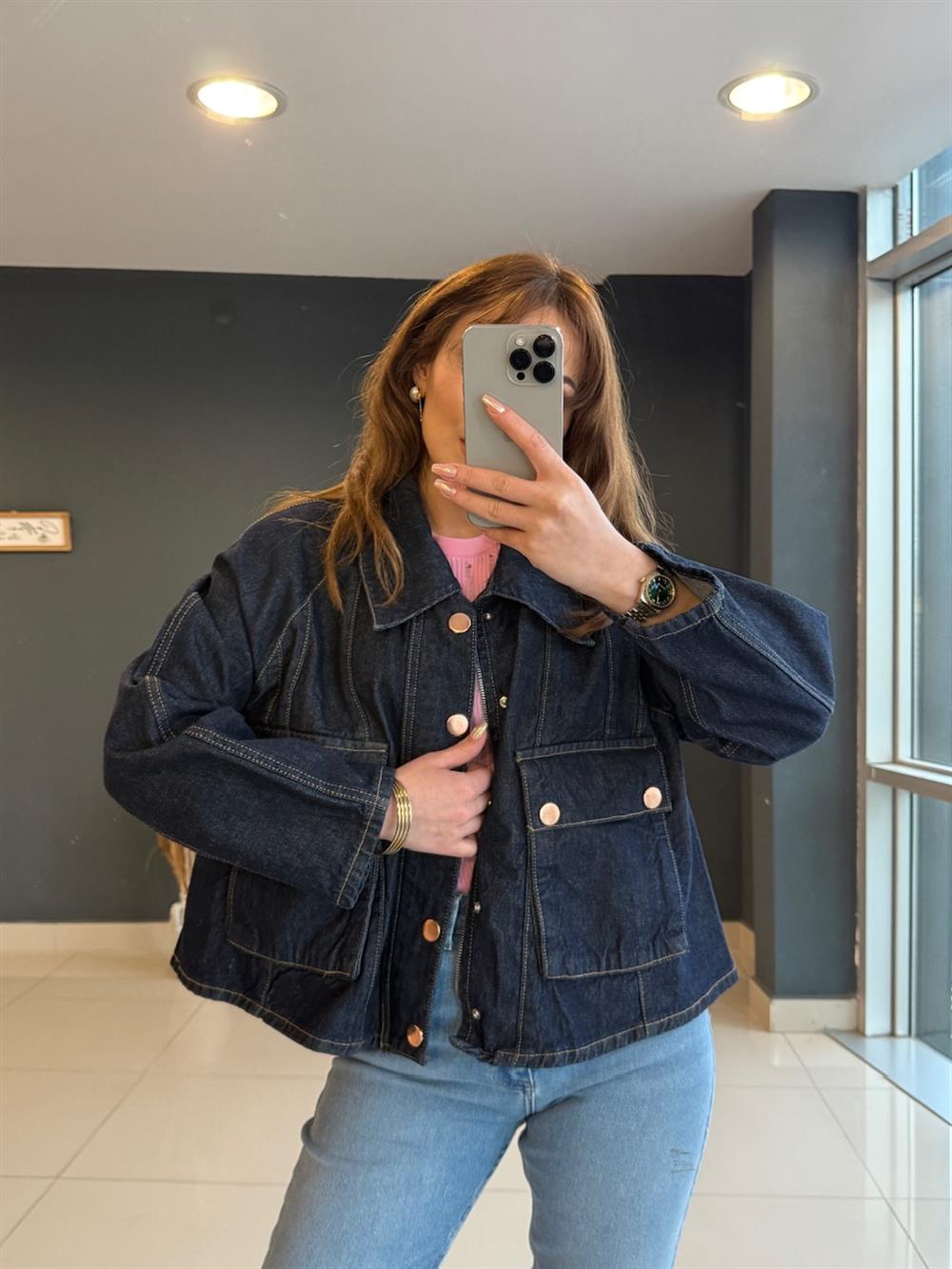 Oversi̇ze Deni̇m Ceket Laci̇