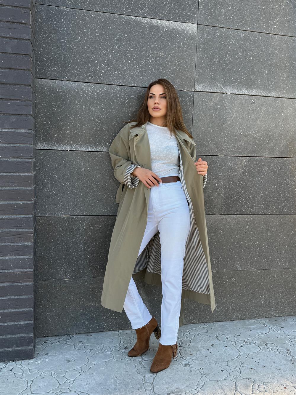 OVERSİZE YAĞMURLUK TRENÇ YEŞİL