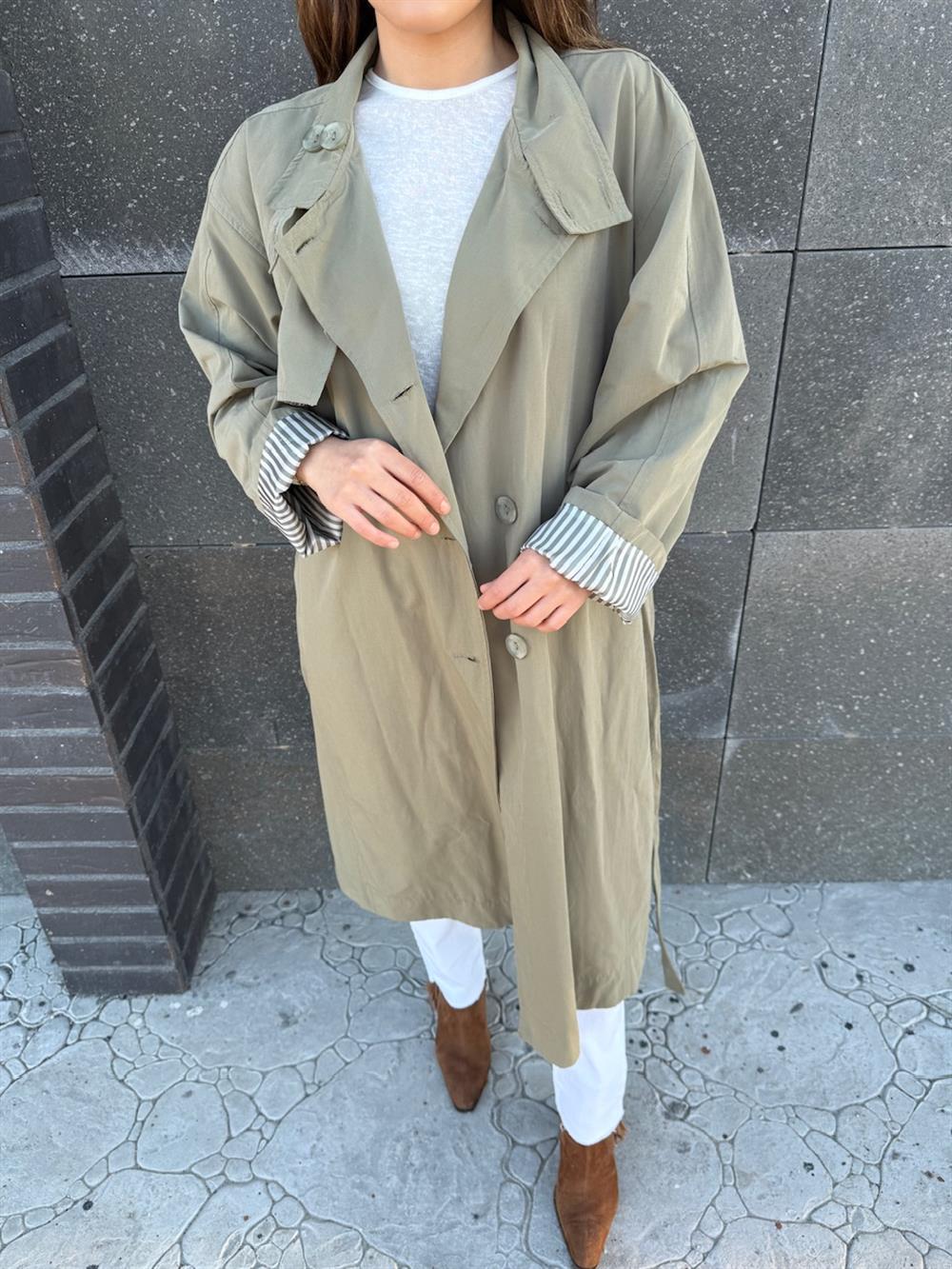 OVERSİZE YAĞMURLUK TRENÇ YEŞİL