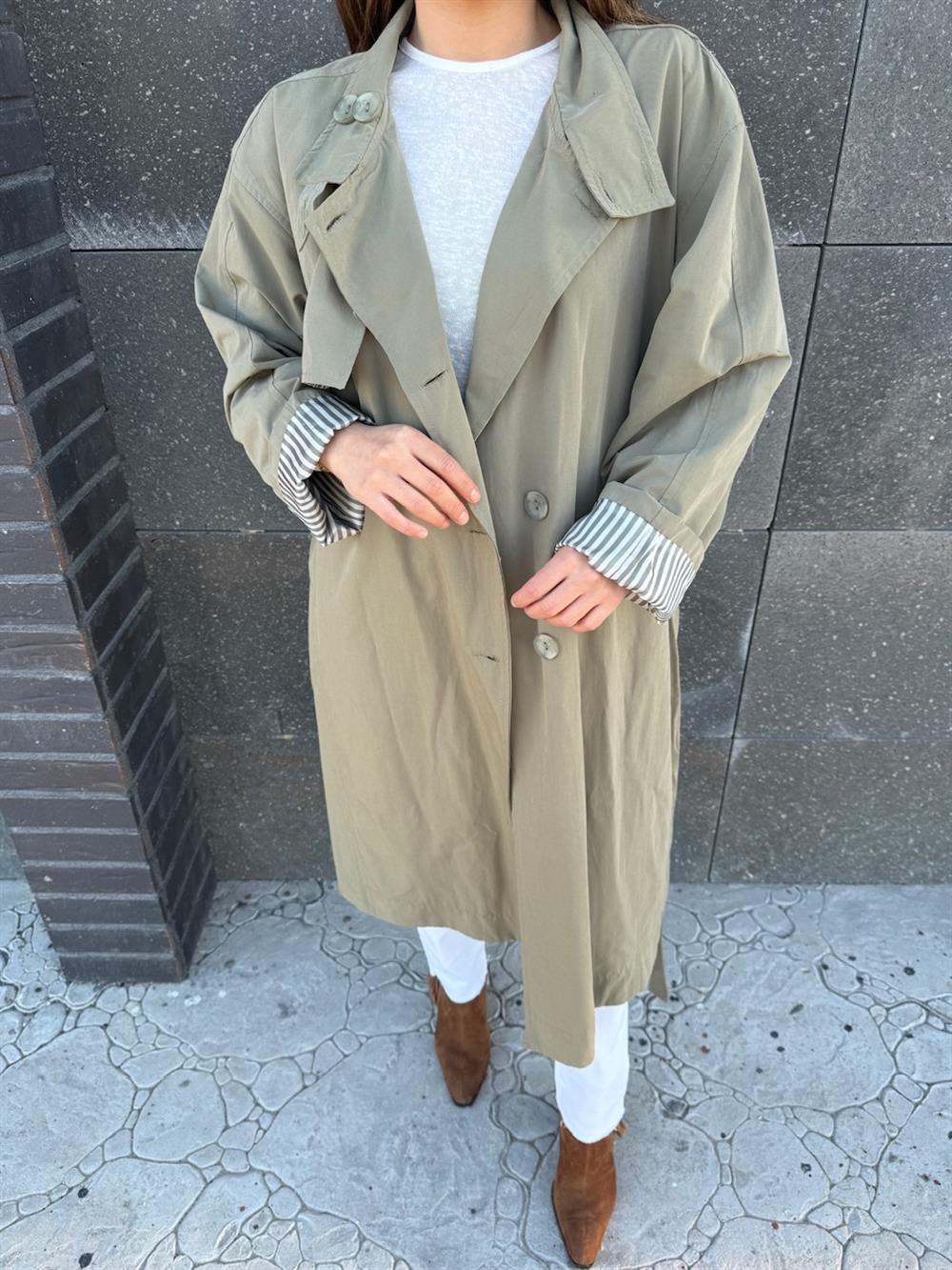 OVERSİZE YAĞMURLUK TRENÇ YEŞİL