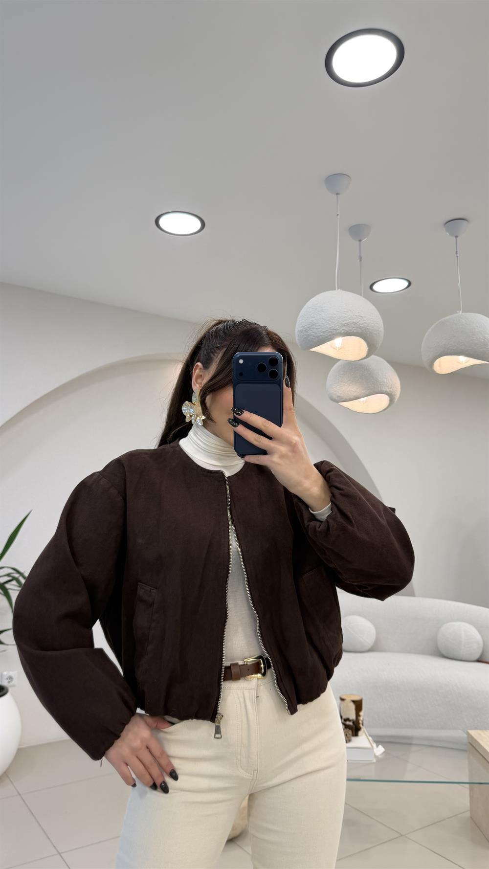 ÖZEL SERİ DENİM BOMBER ACI KAHVE