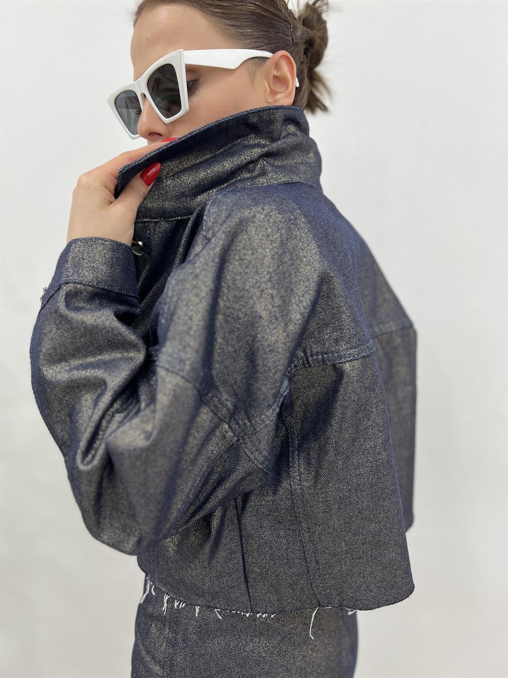 Özel Seri̇ Gold Si̇mli̇ Laci̇vert Ceket