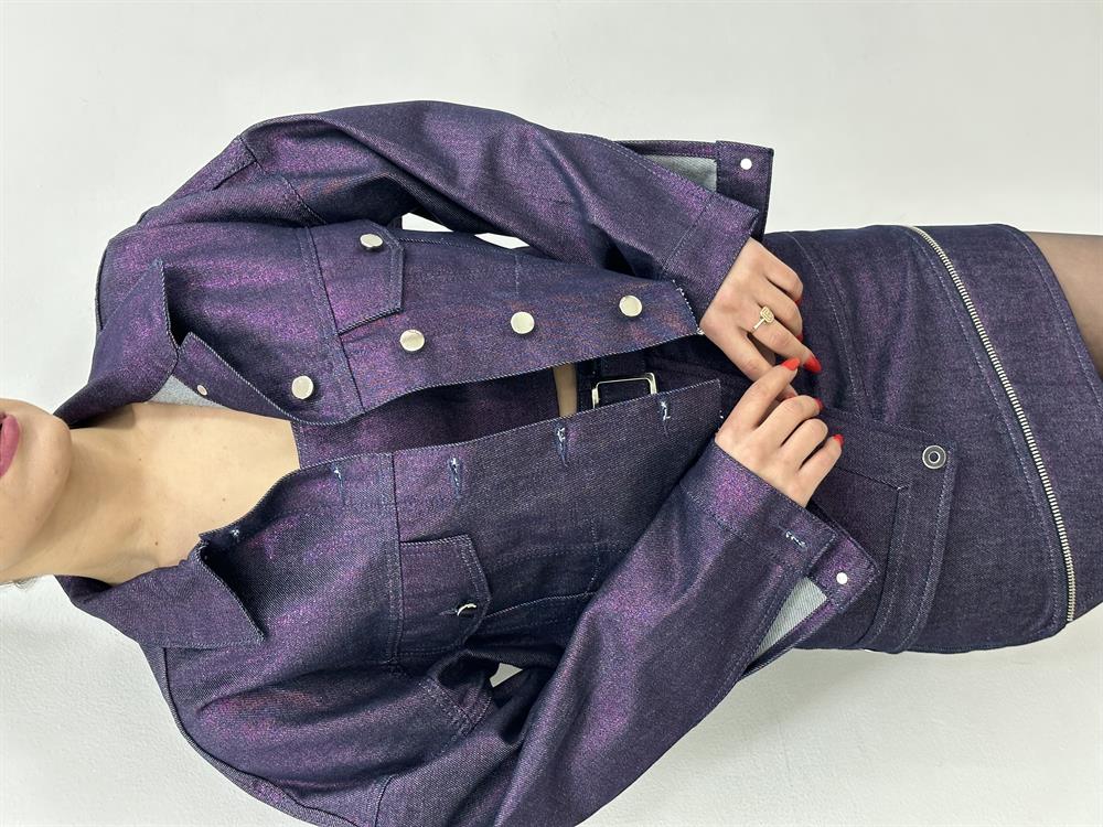 Özel Seri̇ Si̇mli̇ Mor Ceket